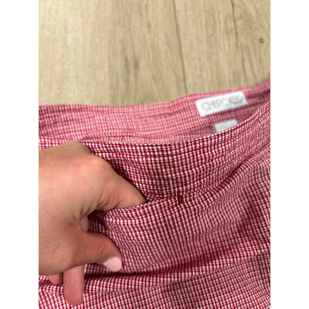 Cherokee Gingham Skort Set 2pc Red Navy Blue Check Cotton Wrap Skirt Shorts 18 - Picture 2 of 6